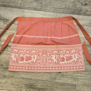 Vintage Folk Art Apron Pink & white  Made in Austria EUC German textiles